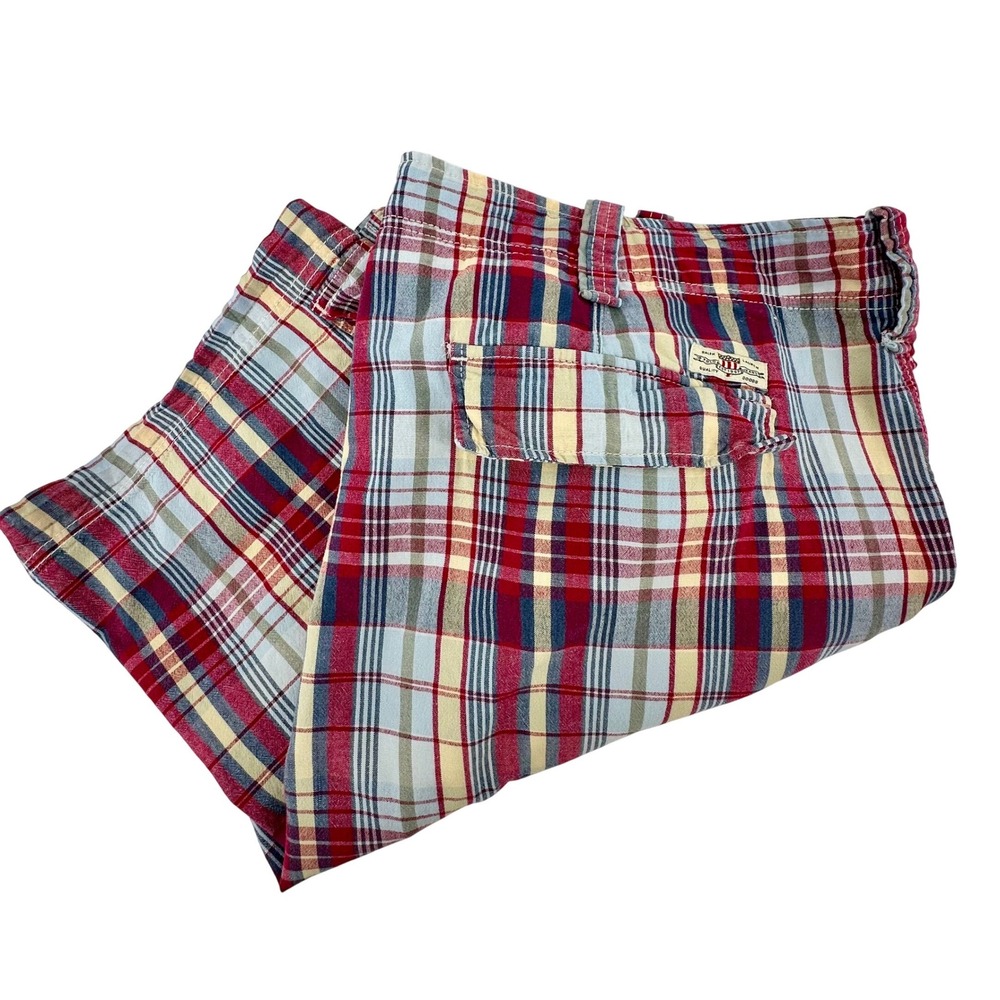 Polo Ralph Lauren Mens Plaid Cargo Shorts Red Blue Yellow Madras 6-Pocket Cotton
